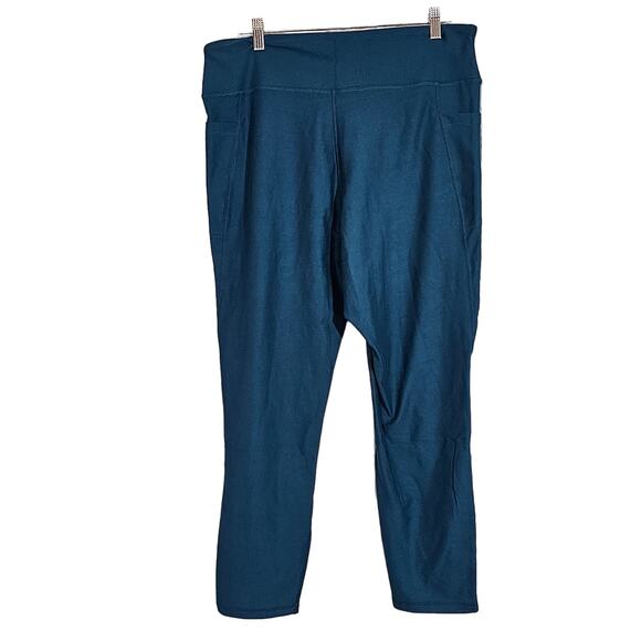 **sold**ebaJones NY 2x plus size Leggings active wear teal green side pockets - Picture 2 of 8